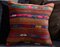 Brown & Pink Wool and Cotton Striped Kilim Pillow Cover by Zencef Contemporary 1