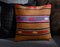 Brown Wool & Cotton Striped Kilim Pillow Cover by Zencef Contemporary 1