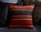 Red and Black Wool & Cotton Striped Kilim Pillow Cover by Zencef Contemporary 1