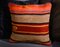 Orange and Brown Wool & Cotton Striped Kilim Pillow Cover by Zencef Contemporary 2