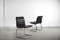 Club chair minimaliste in metallo cromato e pelle nera di Pol International, anni '60, set di 2, Immagine 4