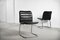 Club chair minimaliste in metallo cromato e pelle nera di Pol International, anni '60, set di 2, Immagine 1