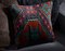 Teal and Red Wool & Cotton Embroidered Kilim Pillow Cover by Zencef Contemporary 5