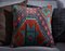 Teal and Red Wool & Cotton Embroidered Kilim Pillow Cover by Zencef Contemporary, Image 1