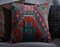 Teal and Red Wool & Cotton Embroidered Kilim Pillow Cover by Zencef Contemporary 3