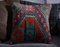Teal and Red Wool & Cotton Embroidered Kilim Pillow Cover by Zencef Contemporary 2