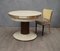 Round Ash, Brass, and Goatskin Extendable Dining Table, 1920s, Image 4