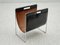 Vintage Leather and Chromed Metal Magazine Rack from Brabantia 8