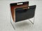 Vintage Leather and Chromed Metal Magazine Rack from Brabantia 7