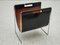 Vintage Leather and Chromed Metal Magazine Rack from Brabantia, Image 7