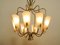 Large Mid-Century Brass & Acrylic Glass 8-Arm Chandelier, 1950s, Image 4