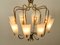 Large Mid-Century Brass & Acrylic Glass 8-Arm Chandelier, 1950s, Image 3