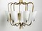 Large Mid-Century Brass & Acrylic Glass 8-Arm Chandelier, 1950s 8