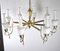 Mid-Century Brass and Opaline Glass Chandelier, 1950s, Image 4