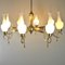 Mid-Century Brass and Opaline Glass Chandelier, 1950s, Image 7