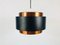 Black & Copper Circular Pendant Lamp from Fog & Mørup, 1970s, Image 1