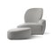 Light Grey Fabric & Ebony Wood Lounge Chair with Footrest from C.A. Spanish Handicraft, Set of 2 1