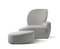 Light Grey Fabric & Ebony Wood Lounge Chair with Footrest from C.A. Spanish Handicraft, Set of 2, Image 1