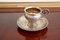 Antique Silver Cup and Saucer Set, Set of 2 1