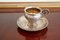 Antique Silver Cup and Saucer Set, Set of 2, Image 1