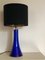 Lámpara de mesa Mid-Century de vidrio azul de Lindshammar, años 60, Imagen 4