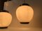 Scandinavian Modern Brass and Opaline Glass Ceiling Lamps, 1950s, Set of 2 4