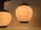 Scandinavian Modern Brass and Opaline Glass Ceiling Lamps, 1950s, Set of 2, Image 4