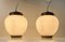 Scandinavian Modern Brass and Opaline Glass Ceiling Lamps, 1950s, Set of 2, Image 3