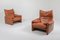 Cognac Leather Maralunga Club Chairs by Vico Magistretti for Cassina, 1974, Set of 2 10