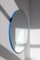 Mittelgroßer runder versilberter Orbis Spiegel mit blauem Rahmen von Alguacil & Perkoff 1