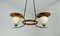 Mid-Century Copper & Glass Double Ceiling Lamp, 1960s 9