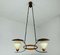 Mid-Century Copper & Glass Double Ceiling Lamp, 1960s 1