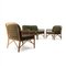 Rattan and Green Fabric Living Room Set, 1970s 4