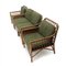 Rattan and Green Fabric Living Room Set, 1970s 3