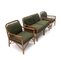 Rattan and Green Fabric Living Room Set, 1970s 6