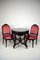 Antique Ebonised Wood Game Table and Chairs, Set of 3, Image 1