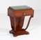 French Art Deco Burl Walnut Night Stand With Patricia Green Marble Top, 1930s 10
