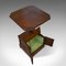 Antiker englischer Tisch aus Nussholz mit Kohlefach 6
