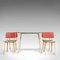 French Red Steel Dining Table & Chairs Set, 1950s, Set of 5 1