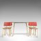 French Red Steel Dining Table & Chairs Set, 1950s, Set of 5, Image 1