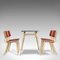 Rote französische Stühle & Esstisch aus Stahl, 1950er, 5er Set 6