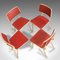 French Red Steel Dining Table & Chairs Set, 1950s, Set of 5 8