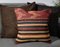 Burnt Orange and Black Wool Striped Kilim Pillow Cover by Zencef Contemporary 1