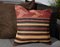 Burnt Orange and Black Wool Striped Kilim Pillow Cover by Zencef Contemporary 3