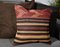 Burnt Orange and Black Wool Striped Kilim Pillow Cover by Zencef Contemporary, Image 3