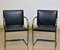Tubular Steel and Black Leather Brno Chairs by Mies van der Rohe for Knoll, 1980s, Set of 2, Image 3