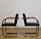 Tubular Steel and Black Leather Brno Chairs by Mies van der Rohe for Knoll, 1980s, Set of 2, Image 2
