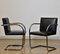 Tubular Steel and Black Leather Brno Chairs by Mies van der Rohe for Knoll, 1980s, Set of 2 1