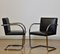 Tubular Steel and Black Leather Brno Chairs by Mies van der Rohe for Knoll, 1980s, Set of 2, Image 1