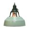 Lámpara colgante industrial vintage esmaltada en verde, años 50, Imagen 1